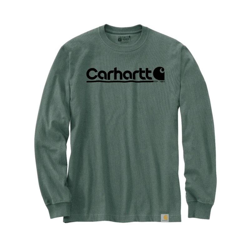 Relaxed Fit Heavyweight Long-Sleeve Logo Graphic T-Shirt – Frosted Balsam