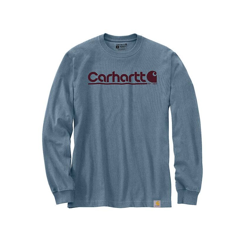 Relaxed Fit Heavyweight Long-Sleeve Logo Graphic T-Shirt – Thundercloud
