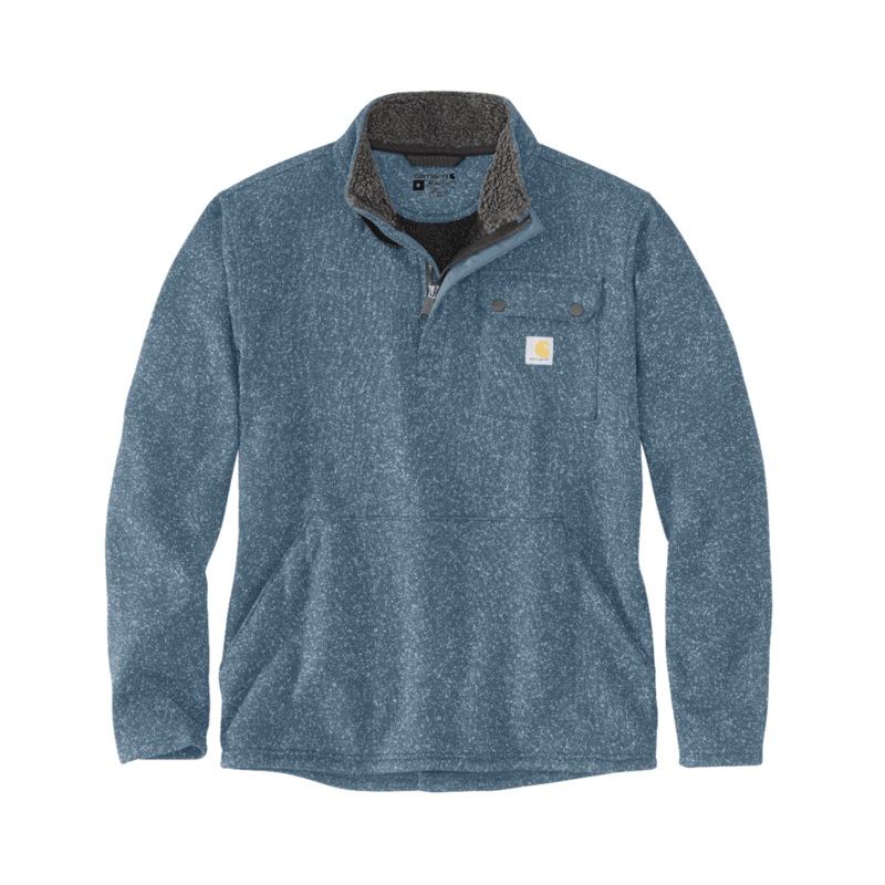 Relaxed Fit Midweight Quarter-Zip Pocket Sweater Fleece – Thundercloud