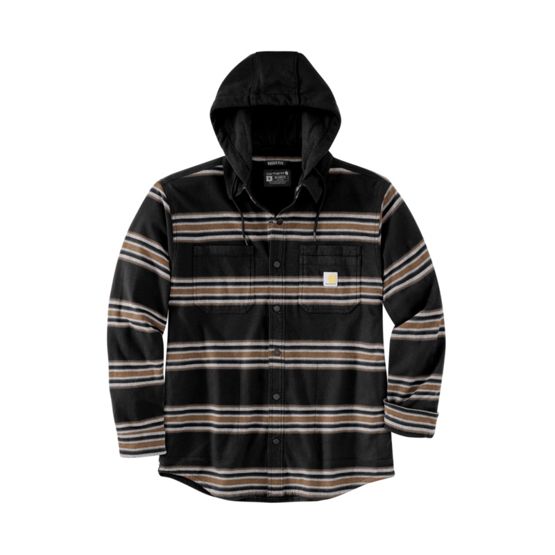 Rugged Flex Relaxed Fit Flannel Fleece-Lined Hooded Shirt Jacket – Carhartt Brown