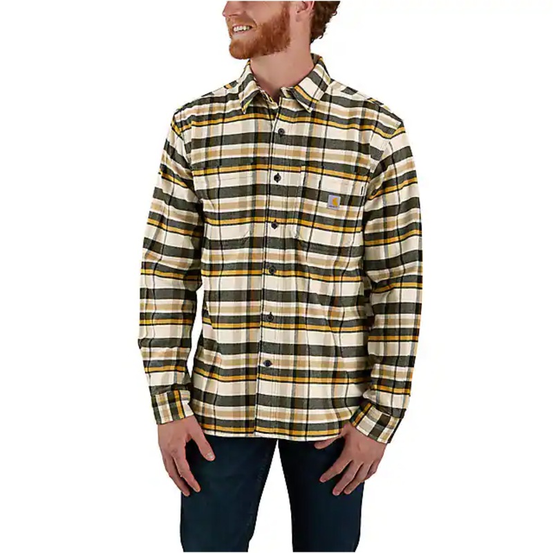 Rugged Flex Relaxed Fit Midweight Flannel Long-Sleeve Plaid Shirt – Malt