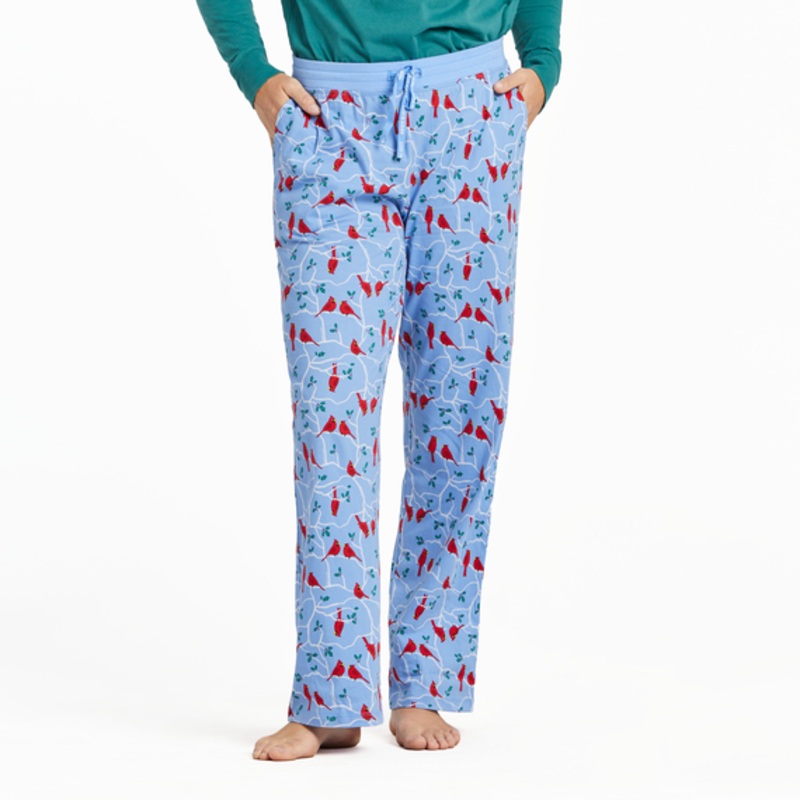 Women’s Cardinal Branch Pattern Snuggle Up Sleep Pant – Cornflower Blue