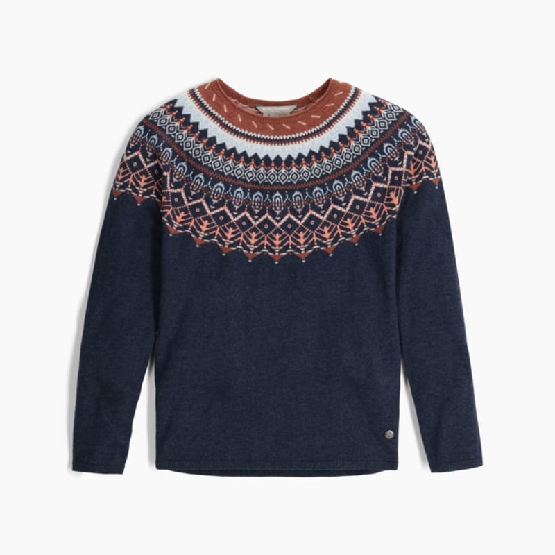 Women’s Fairisle Crew – Deep Blue Mariposa