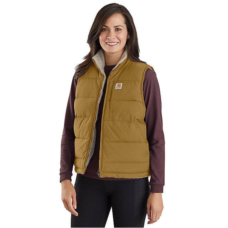 Women’s Insulated Montana Puffer Vest – Reversible – Oak Brown