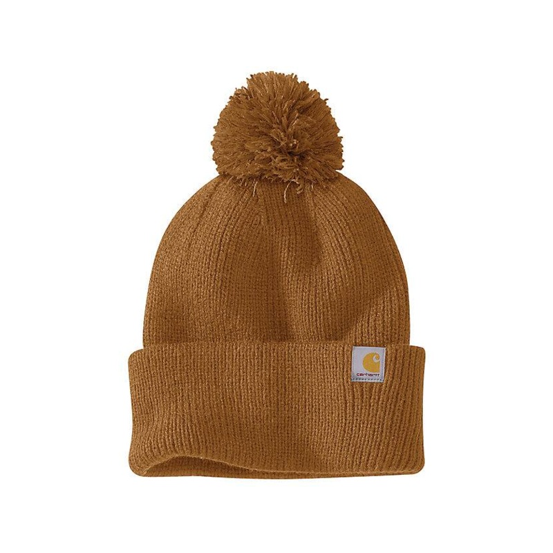 Women’s Knit Pom-Pom Cuffed Beanie – Carhartt Brown