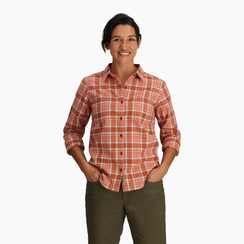 Women’s Lieback Organic Cotton Flannel Long-Sleeve – Baked Clay Tomales Plaid