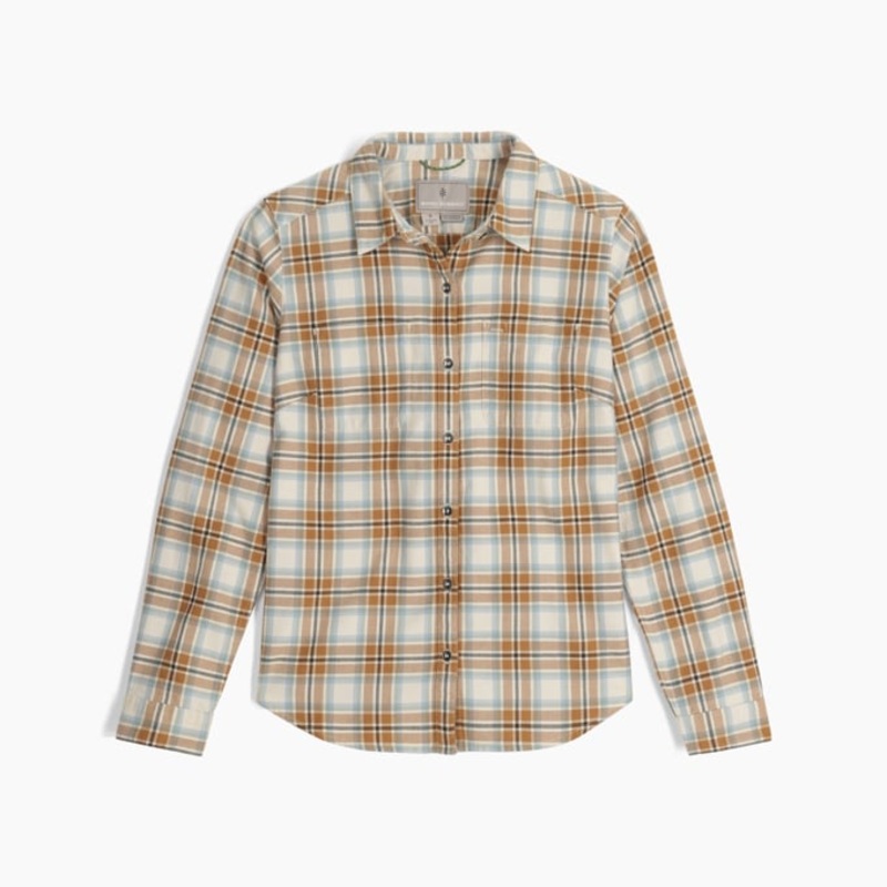 Women’s Lieback Organic Cotton Flannel Long-Sleeve –  Chalk Tomales Plaid