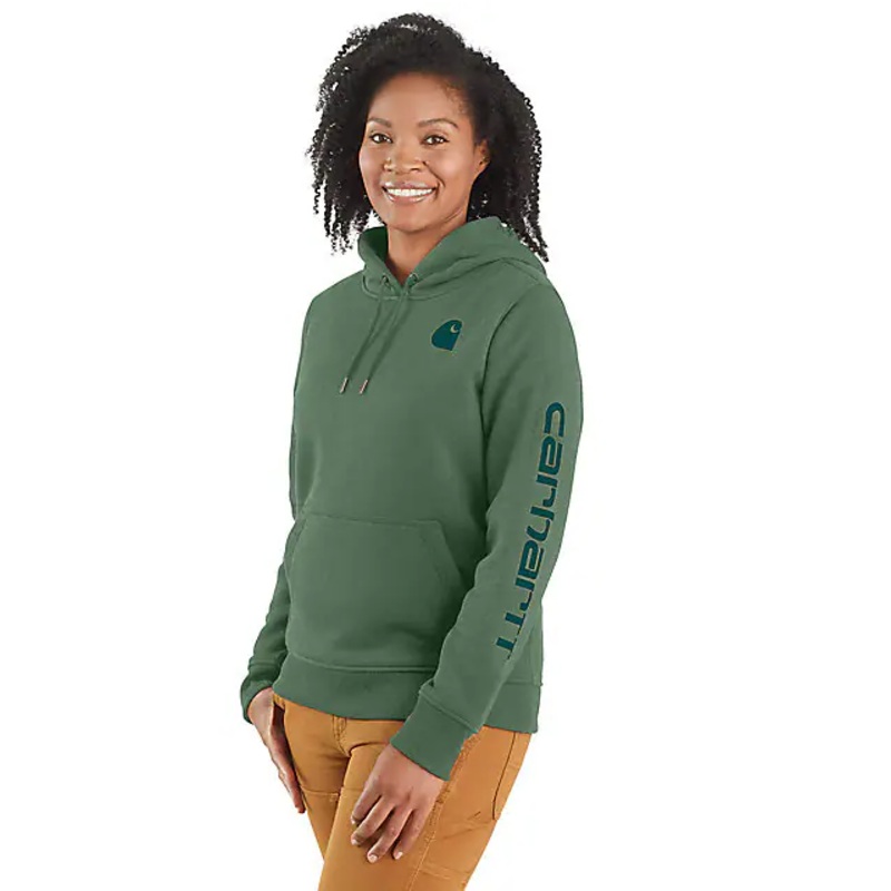 Women’s Relaxed Fit Midweight Logo Sleeve Graphic Hoodie – Frosted Balsam