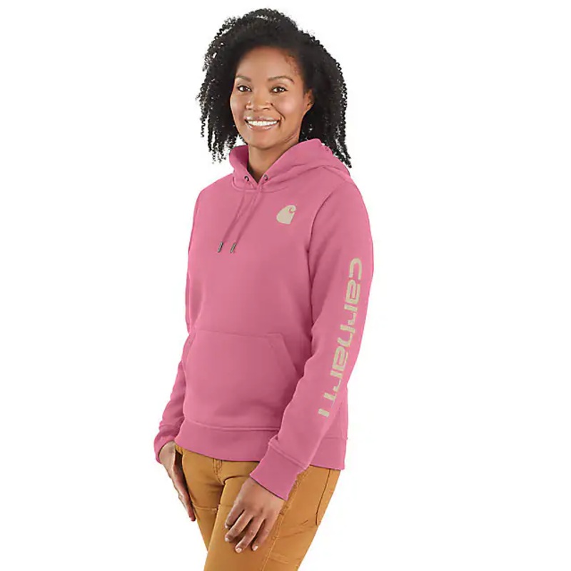 Women’s Relaxed Fit Midweight Logo Sleeve Graphic Hoodie – Woodrose