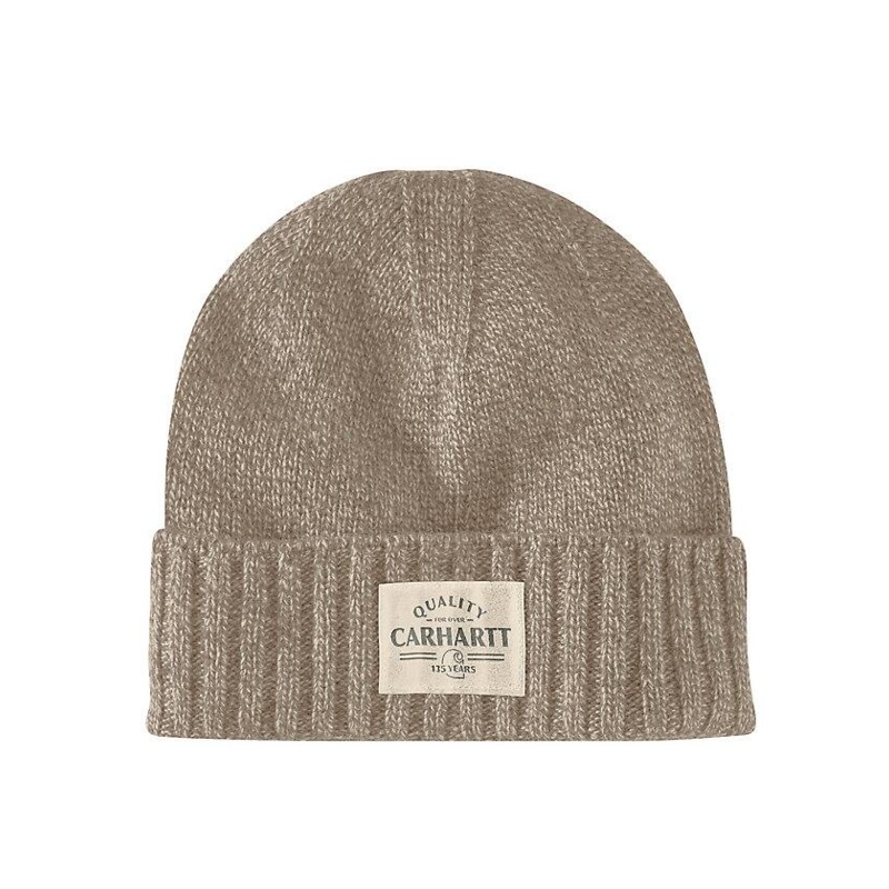 Wool Knit Quality Patch Beanie – Flaxseed/Oat Milk Marl