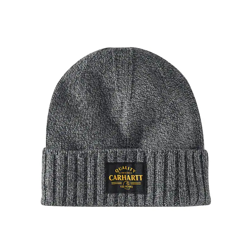 Wool Knit Quality Patch Beanie – Shadow/Weather Ash Marl