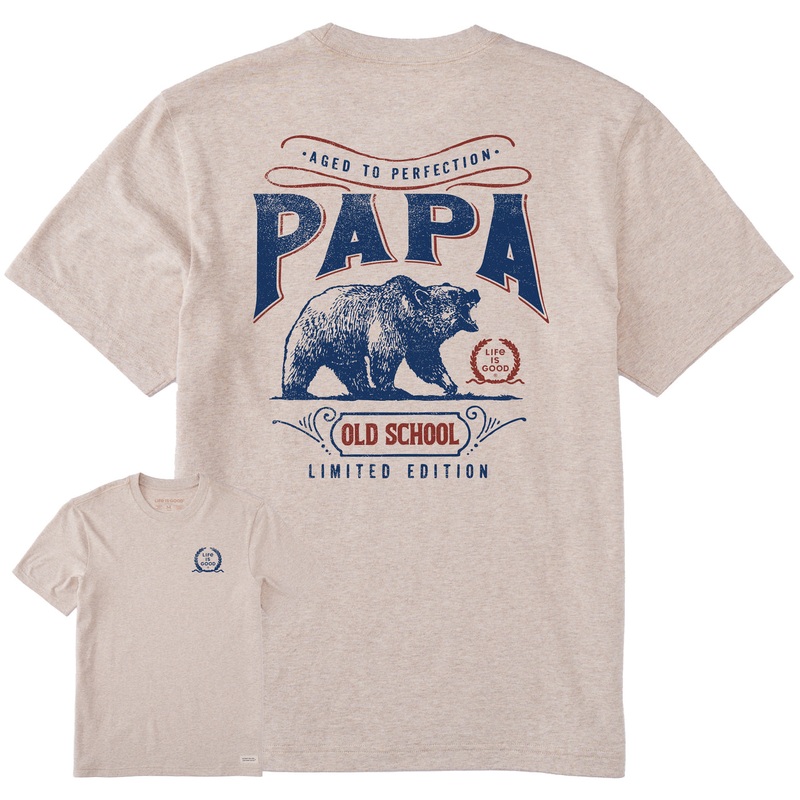 Men’s Aged To Perfection Papa Short Sleeve Crusher Tee – Putty White