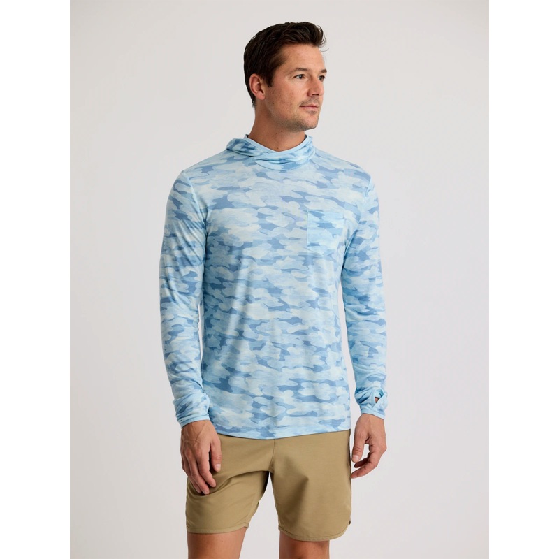 Men’s Bamboo Lightweight Hoodie – Seasmoke Camo / Surf Blue