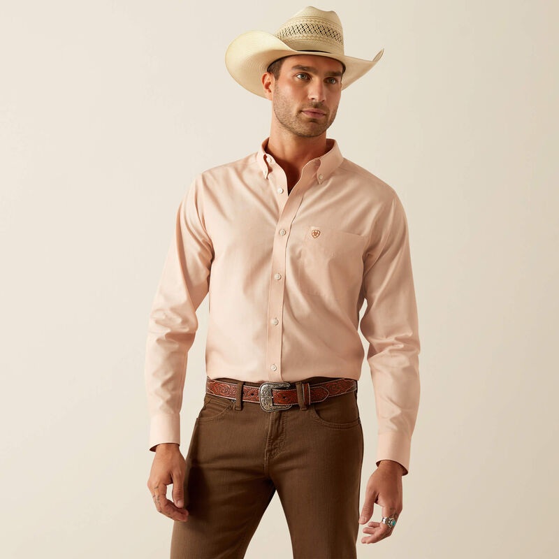 Mns Wf Solid Fitted Shirt – Light Brown