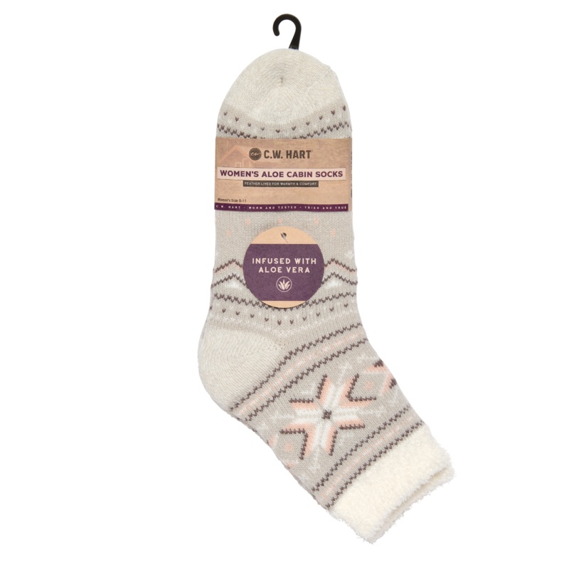 Cozy Cabin Fairisle Sock With Aloe – High Rise/Marshmallow