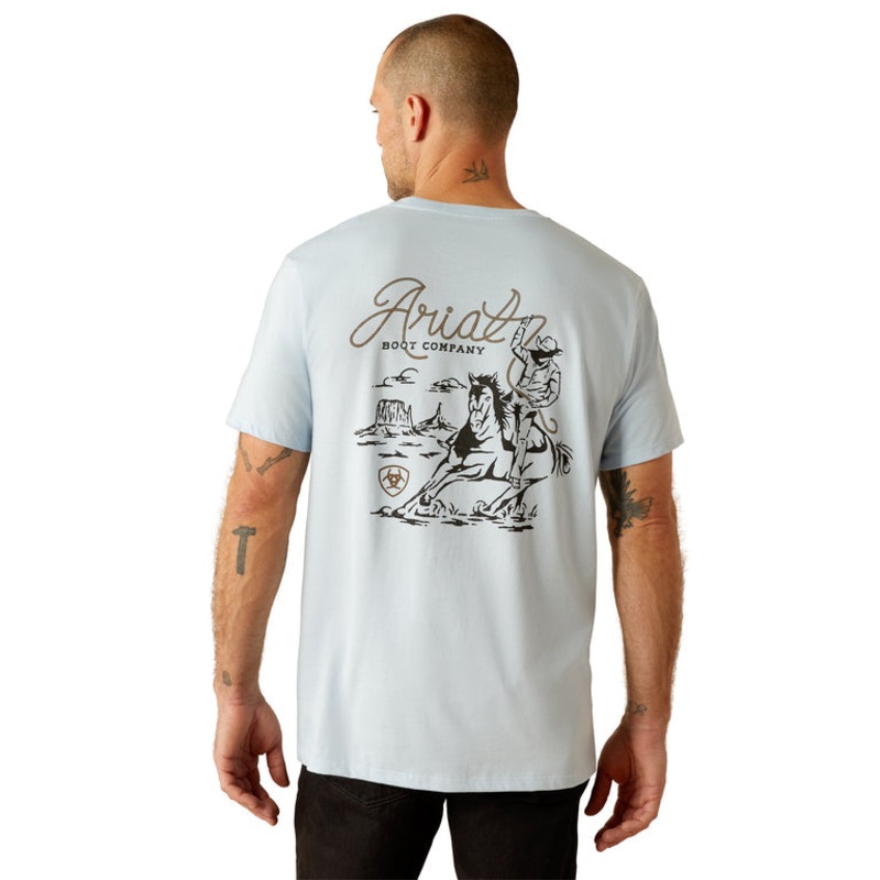Mns Ariat Cactus Roper T-shirt – Sky Blue