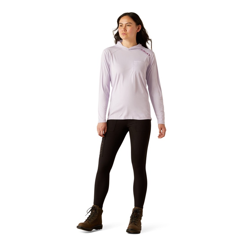 Wms Rebar Sunblocker Hooded T-shirt – Pastel Lilac