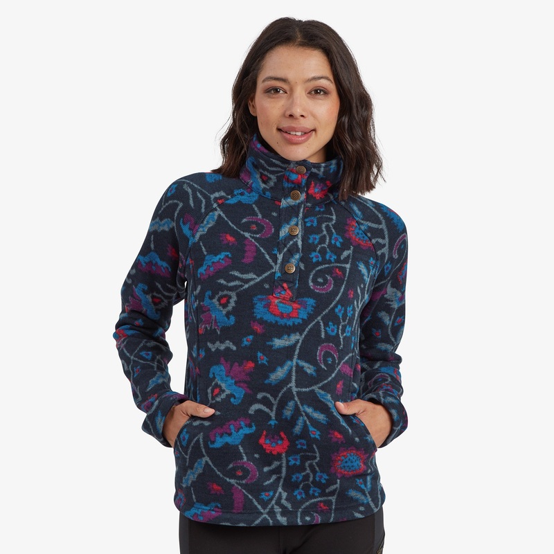 Women’s Bhutan Pullover – Rathee Blue Floral