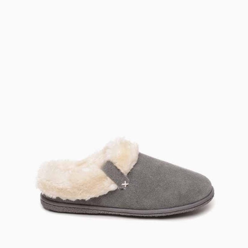 Women’s Camp Collar Scuff Slipper – Grey