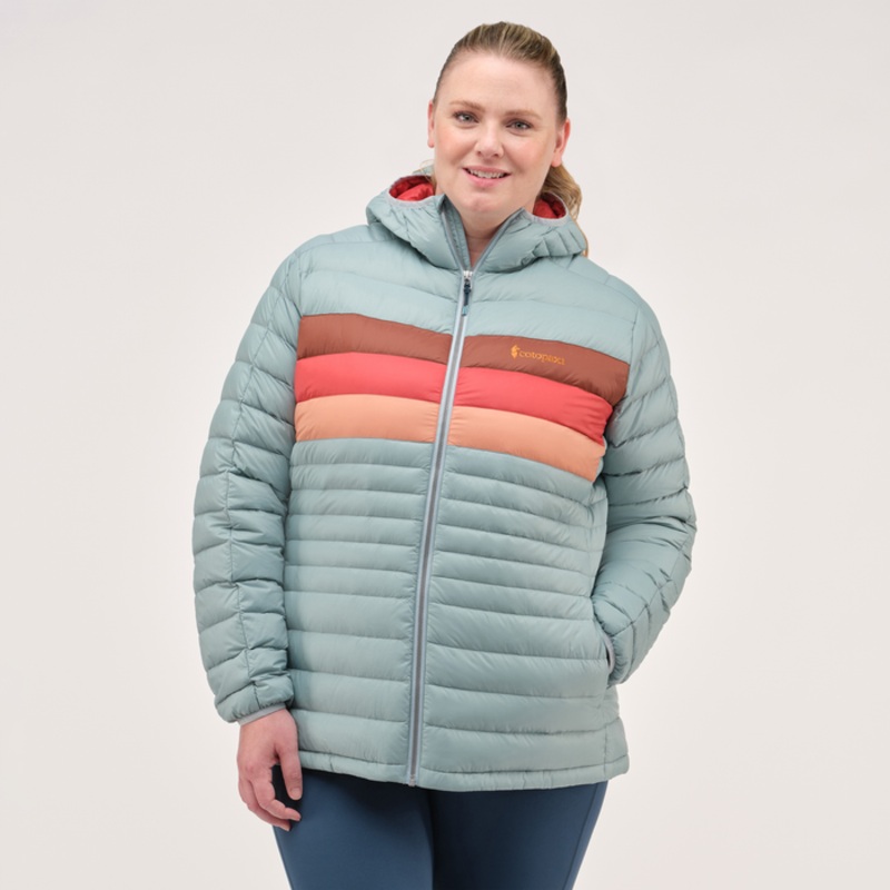 Women’s Fuego Hooded Down Jacket – Sea Spray Stripes