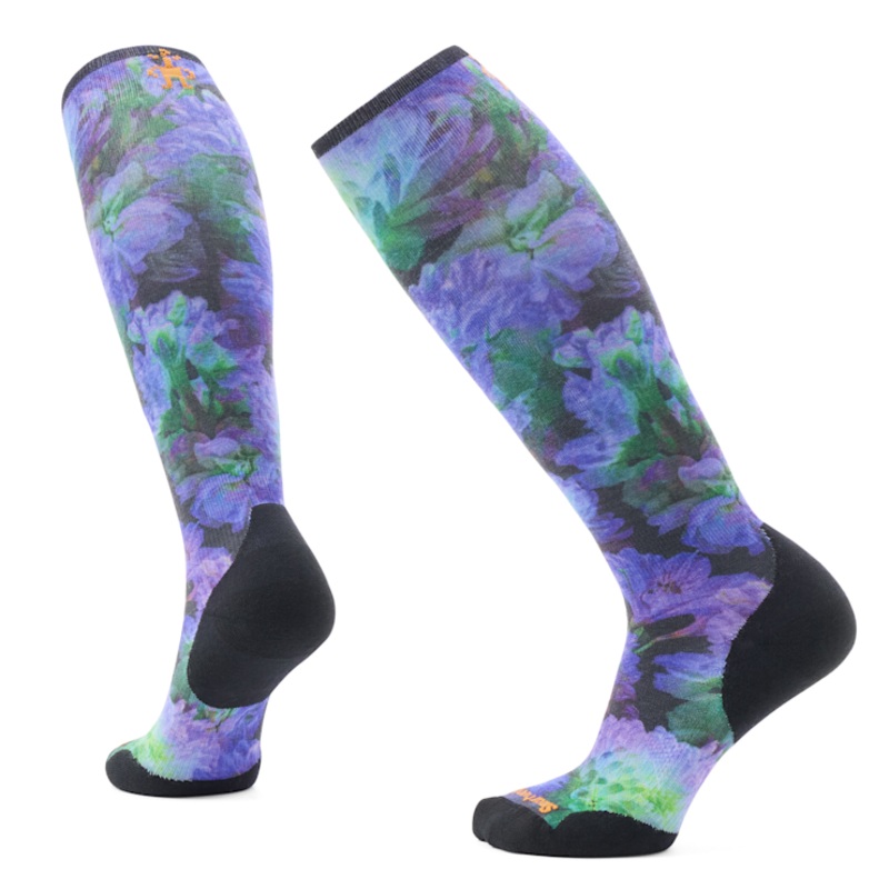 Women’s Ski Targeted Cushion Electric Lotus Print Otc Sock – Black