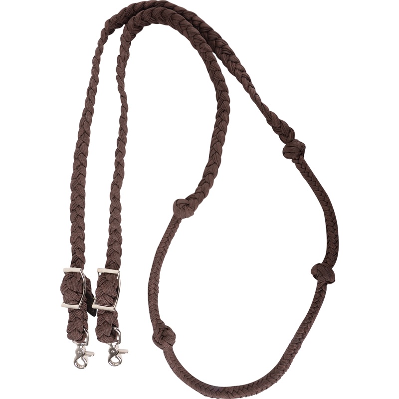 Braided Barrel Rein with Knots – Chocolate