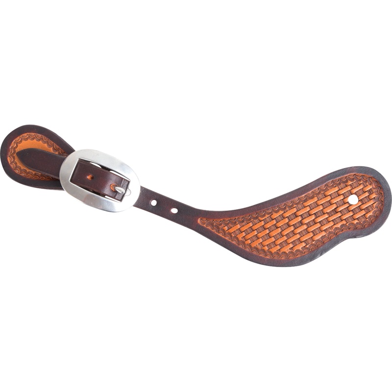 Cowboy Spurstraps with Dyed Edge and Mini Basket Tooling