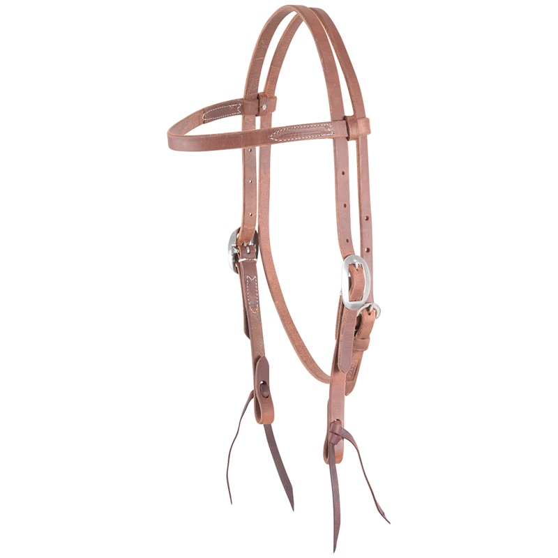 Harness Stitched Browband Headstall – Natural