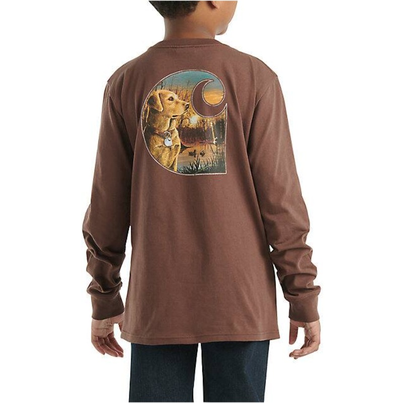 Boys’ Long-Sleeve Graphic Pocket T-Shirt – Chestnut
