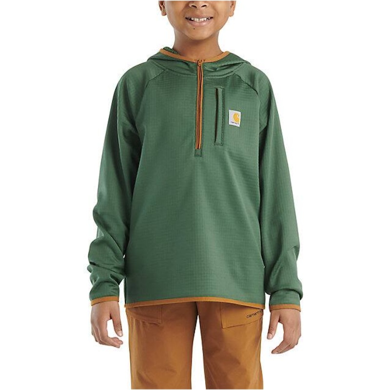 Boys’ Long-Sleeve Quarter Zip Sweatshirt – Dark Green
