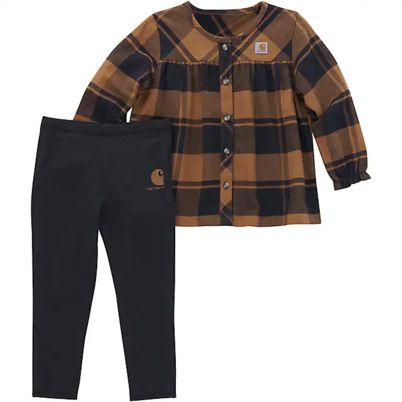 Girls’ Long-Sleeve Sweatshirt Print Legging 2pc Set – Black / Brown