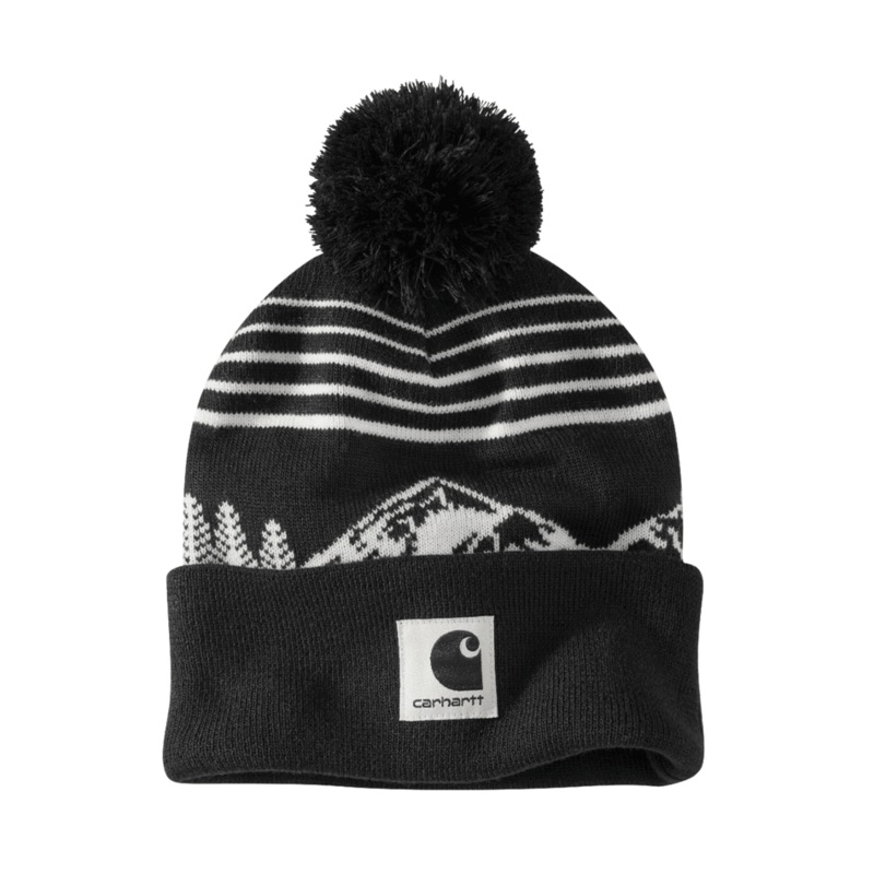 Knit Pom Mountain Beanie – Black