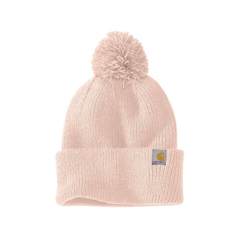 Knit Pom-Pom Cuffed Beanie – Georgia Peach
