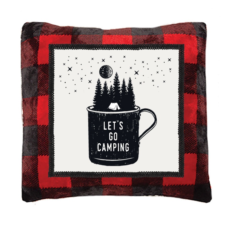 Lets Go Camping Pillow|Red black