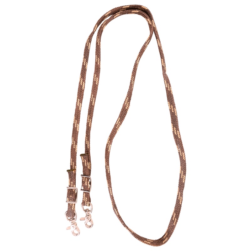 Nylon Braided Roping Rein with Buckle Snap Ends – Brown / Tan