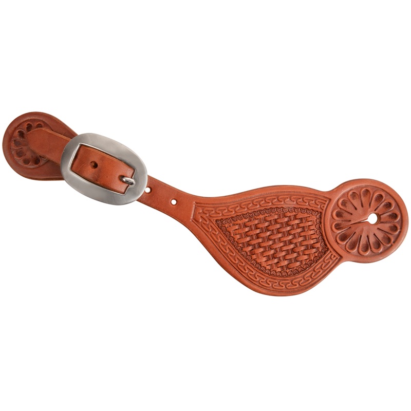 Tombstone Spurstraps with San Carlos and Basket Tooling – Chestnut