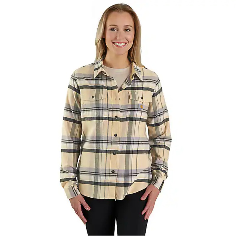 Women’s TENCEL Fiber Series Relaxed Fit Long-Sleeve Flannel Shirt – Oat Milk