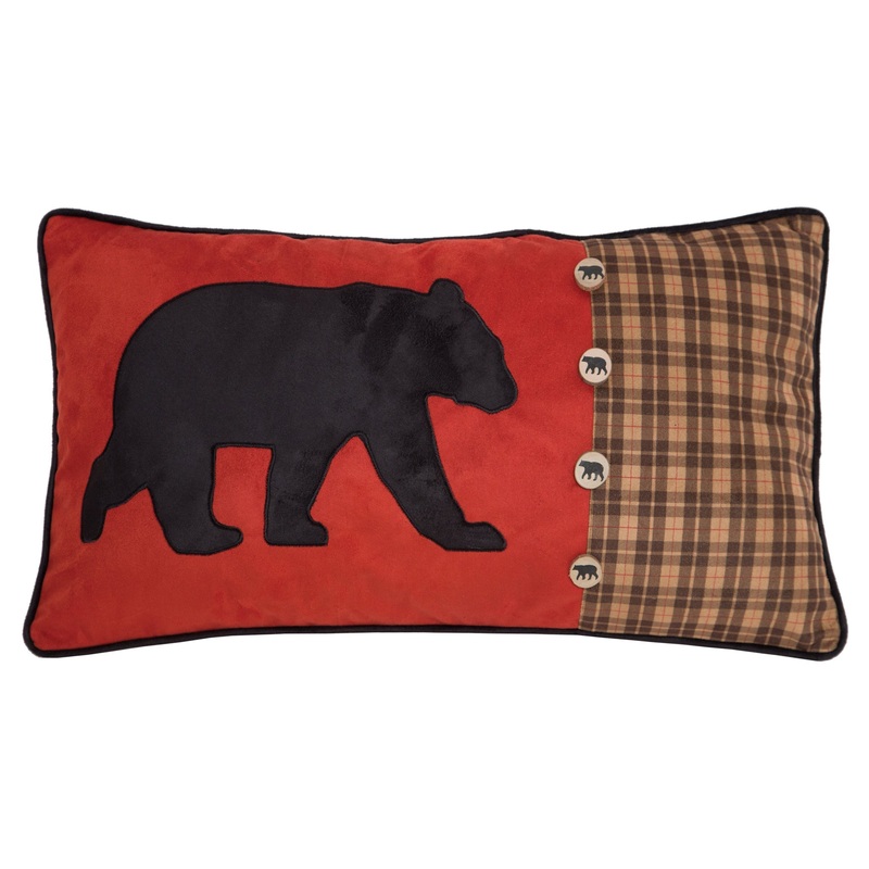 Bear And Buttons Pillow|Red brown