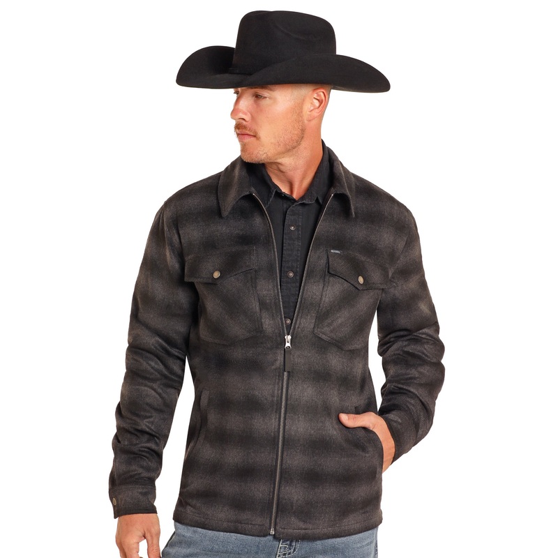 Brushed Ombre Plaid Zip Up Jacket
