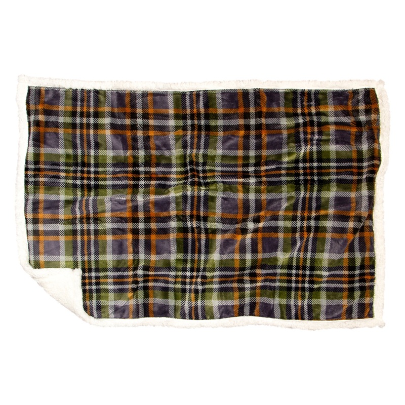 Dog Throw Grey Plaid Sherpa|Grey|20X30|28X40