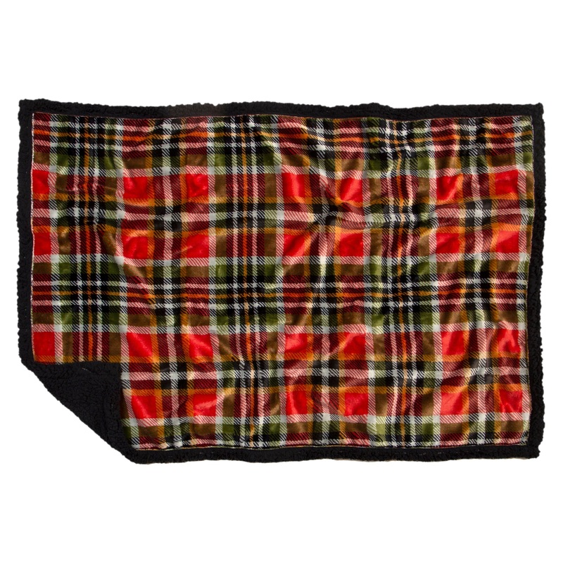 Dog Throw Rust Sage Plaid Sherpa