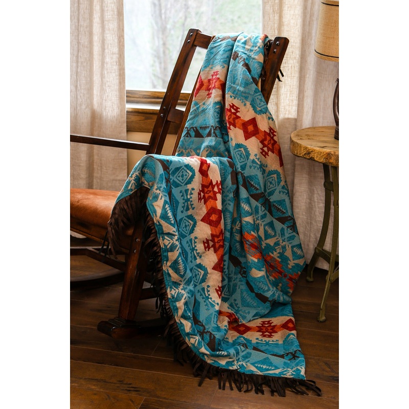 Lined Chenille Throw Turquoise Chamarro