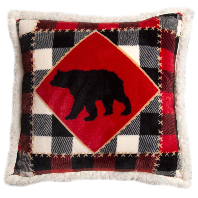 Lumberjack Bear Pillow|Red black