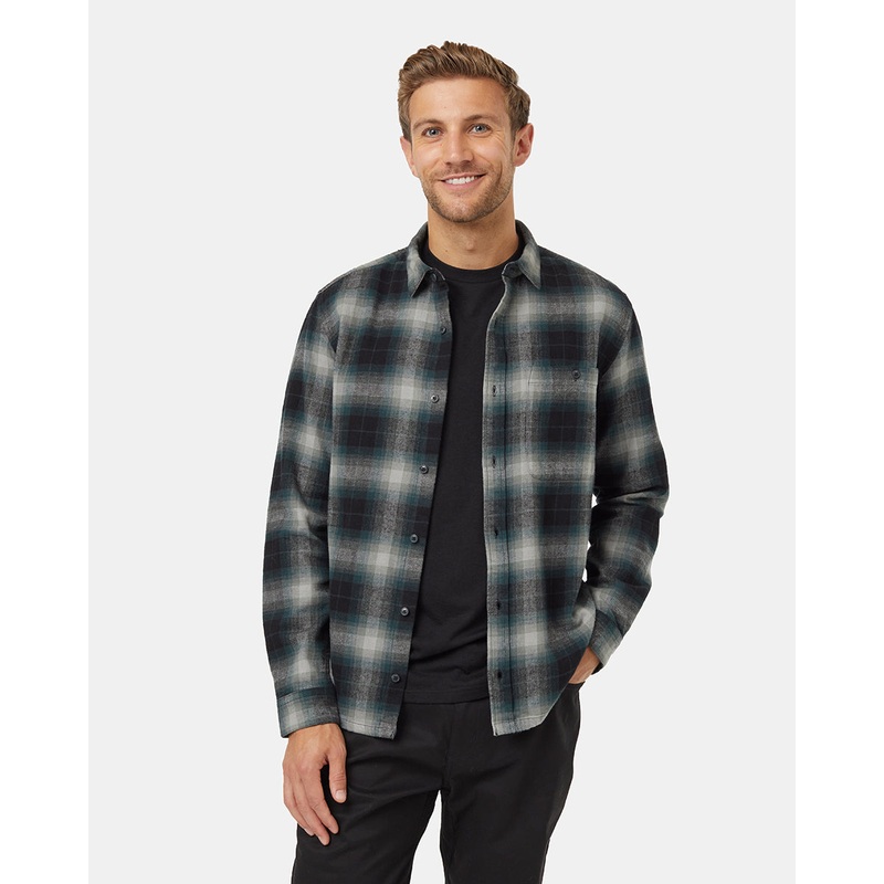 Men’s Forest Flannel Shirt – Forest River Green Storm Plaid