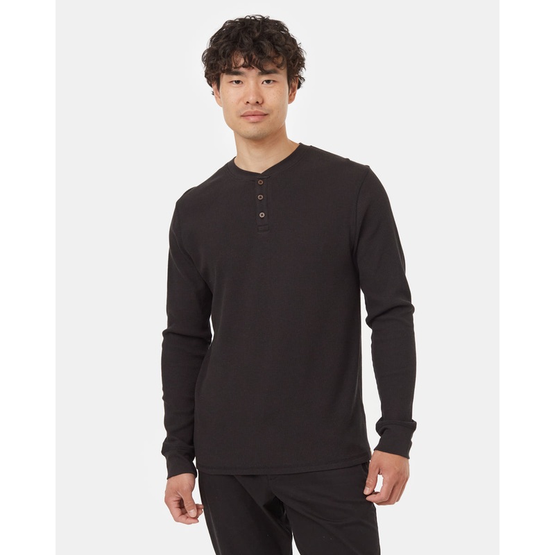 Men’s TreeWaffle Henley Long-Sleeve – Meteorite Black