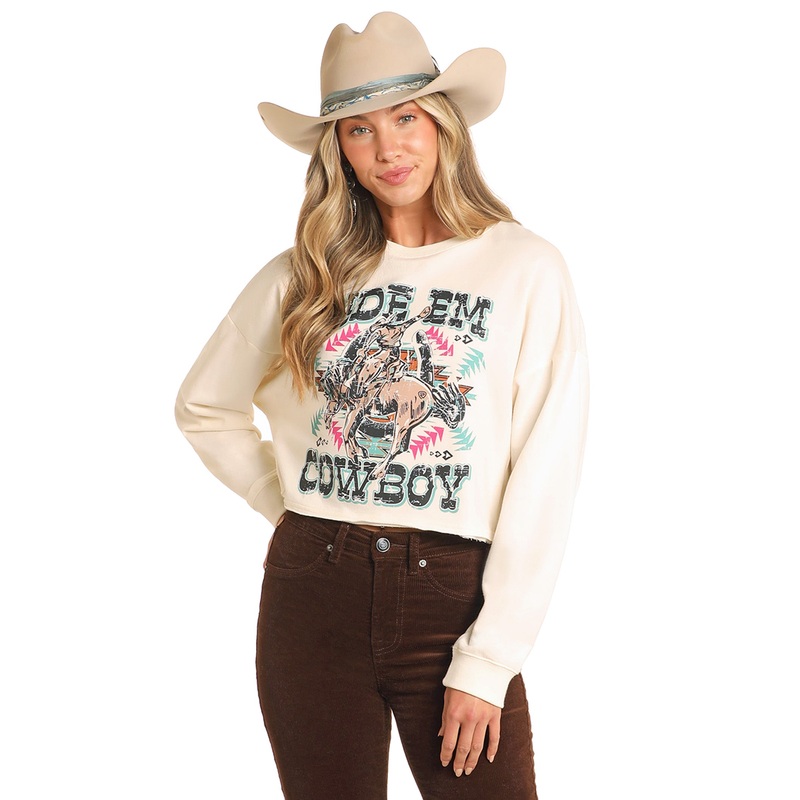 Ride ‘Em Cowboy Boxy Pullover|Natural|S|M|L|XL
