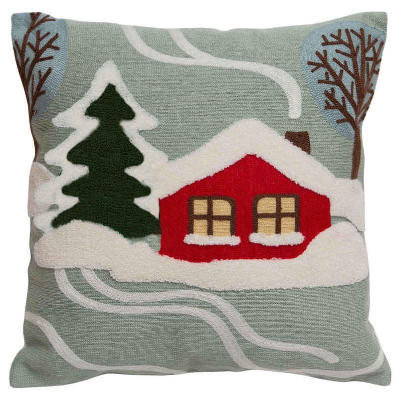 Snowy Cabin Pillow|18X18