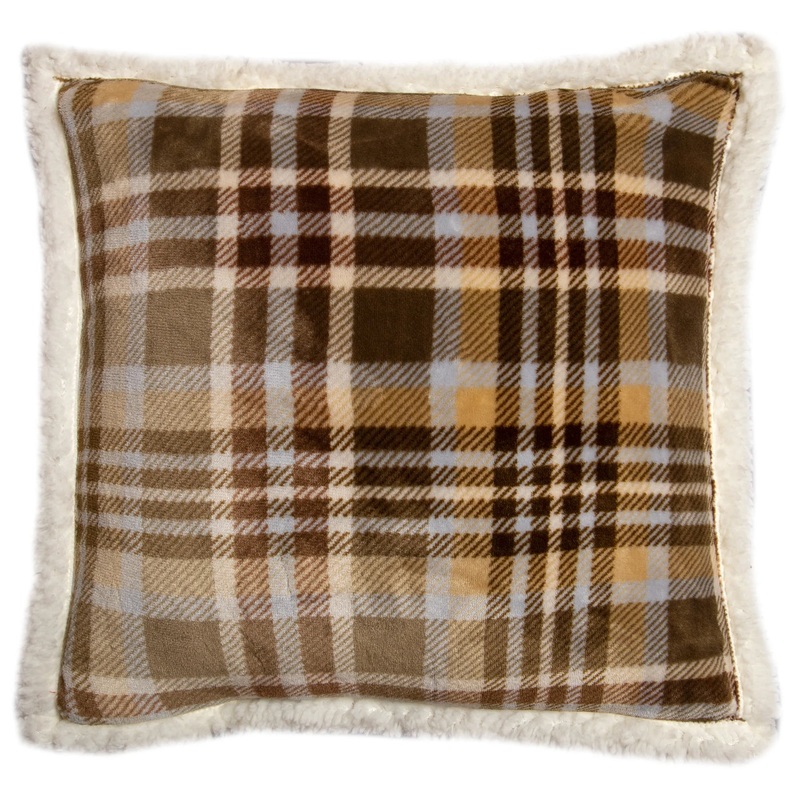 Tan Plaid Plush Pillow|Tan