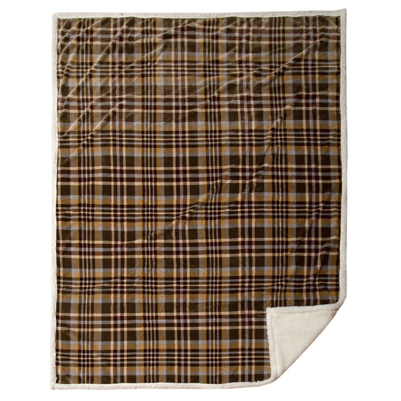 Tan Plaid Throw|Rust sage|54X68