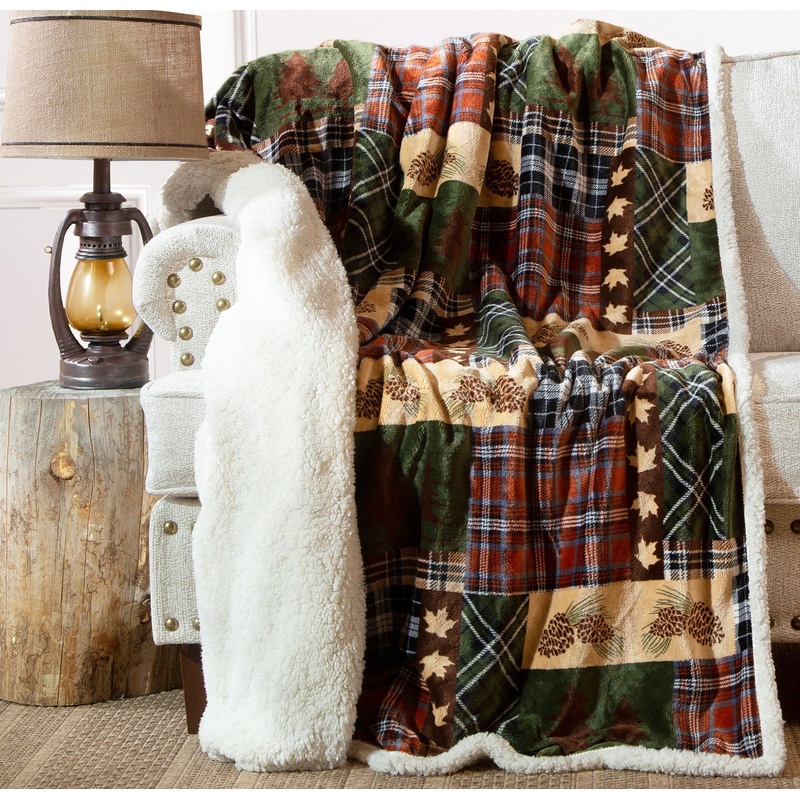 Three Plaid Plush Throw|54X68